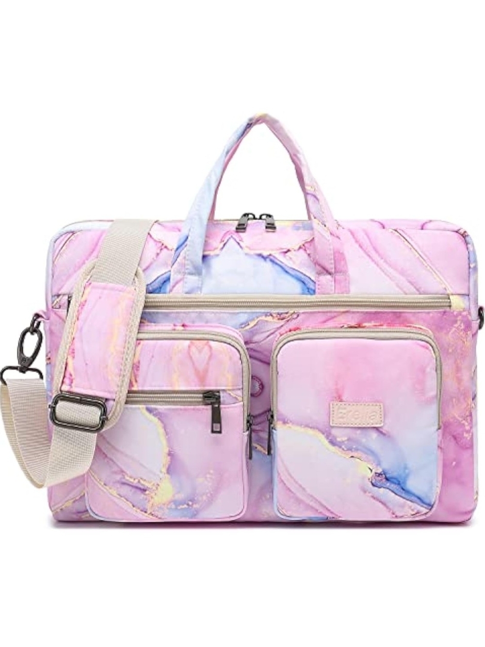 Pink Marble Travel Tote Bag with Removable Strap
